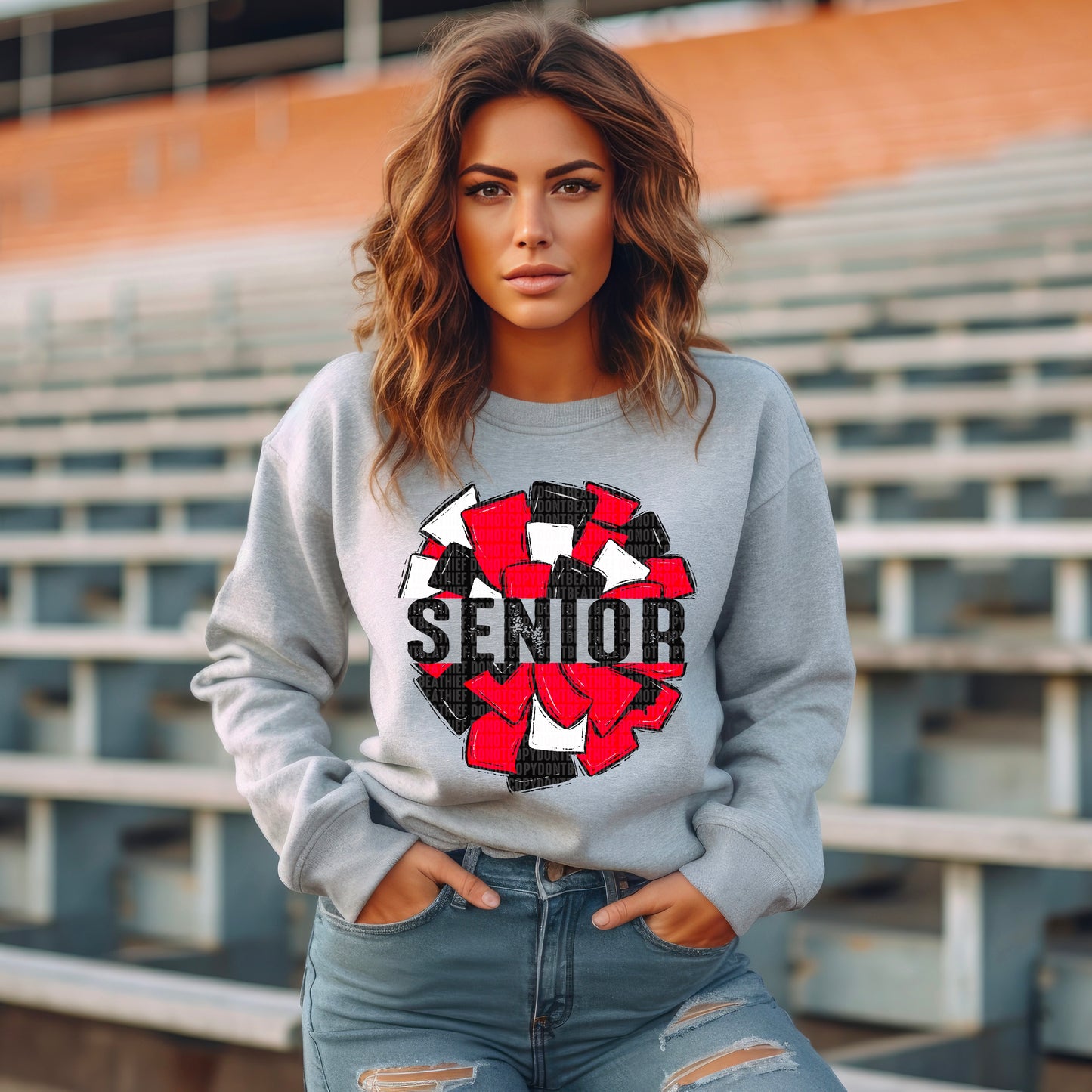 Senior Cheer (RED/BLK/WHITE) - DTF Transfer
