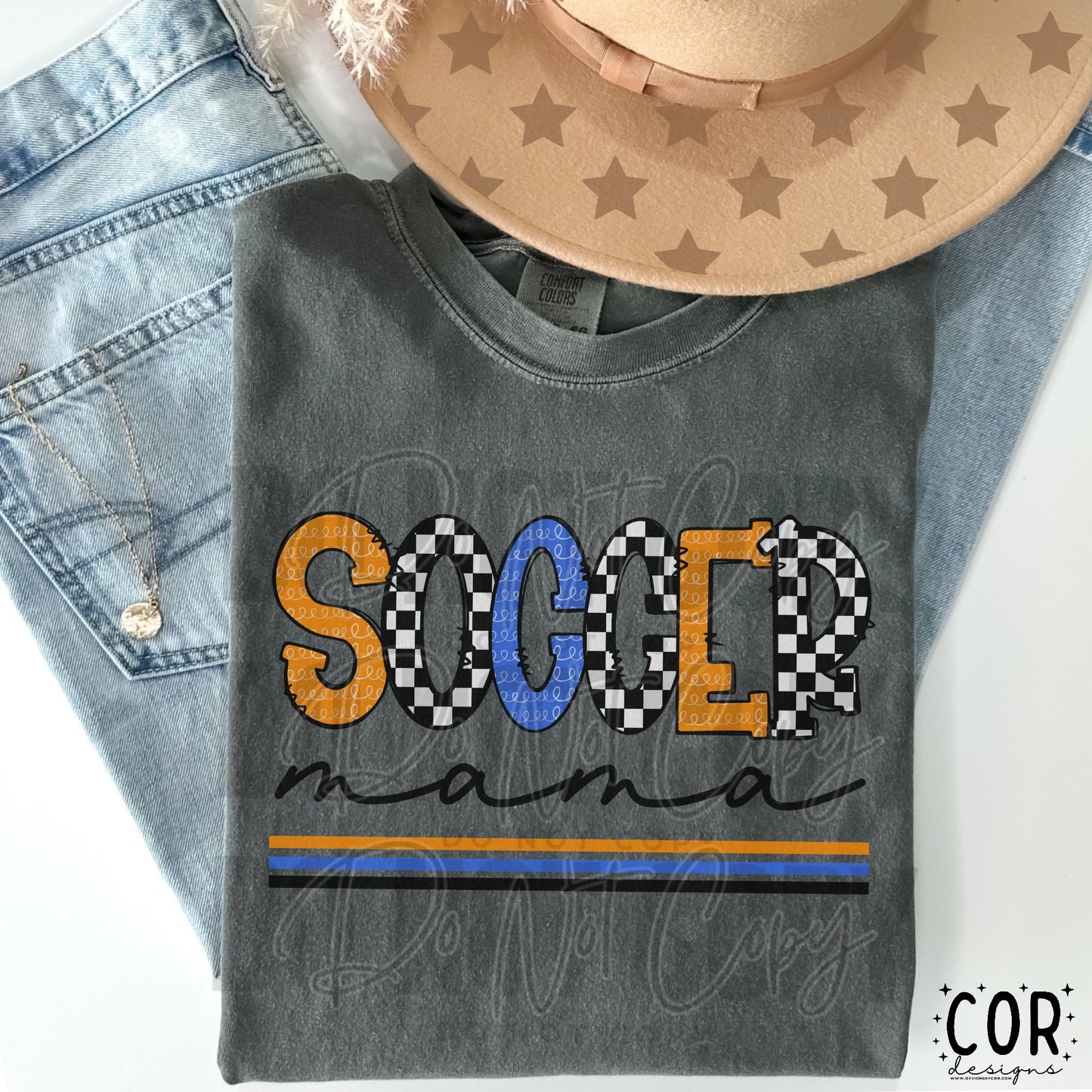 Soccer Mama Checkered Orange And Blue