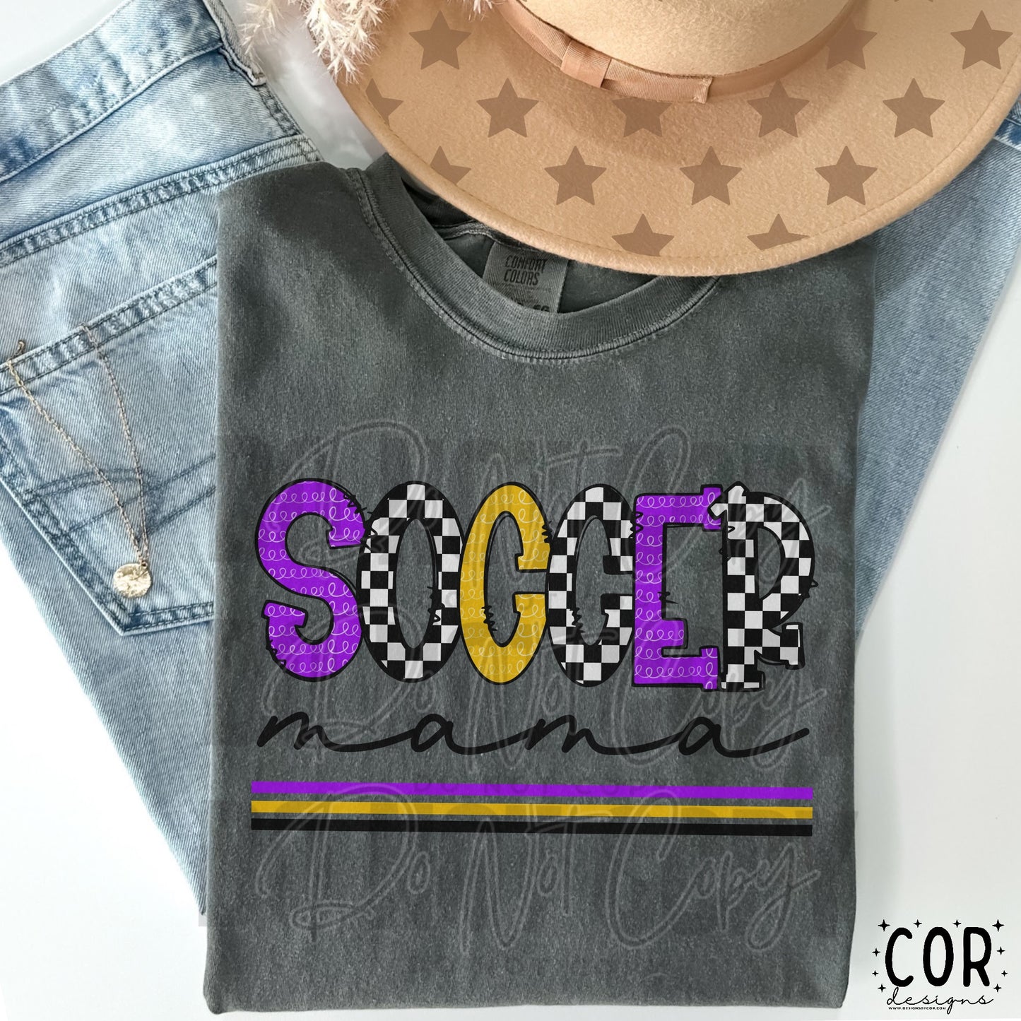 Soccer Mama Checkered Yellow And Purple
