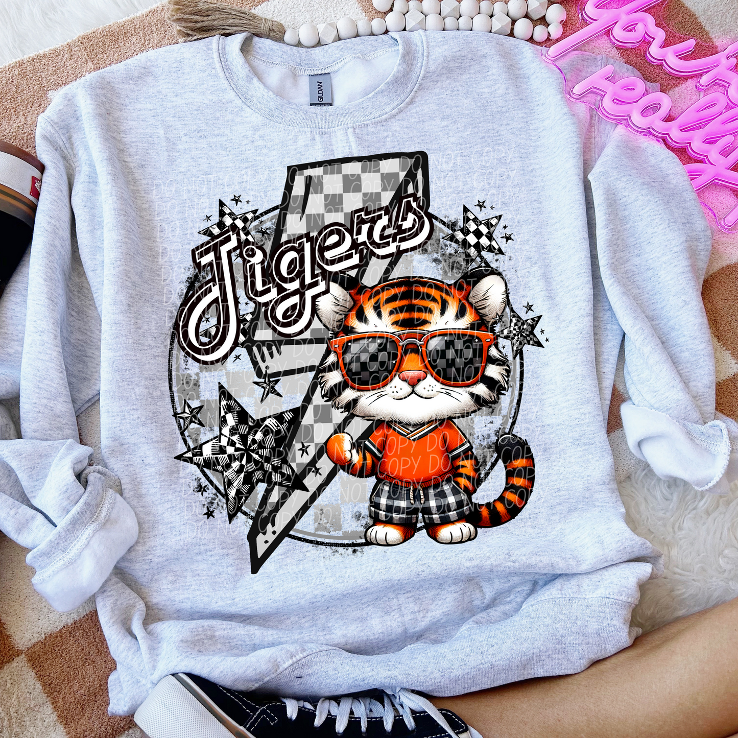 Tigers Checkered Lightning Bolt