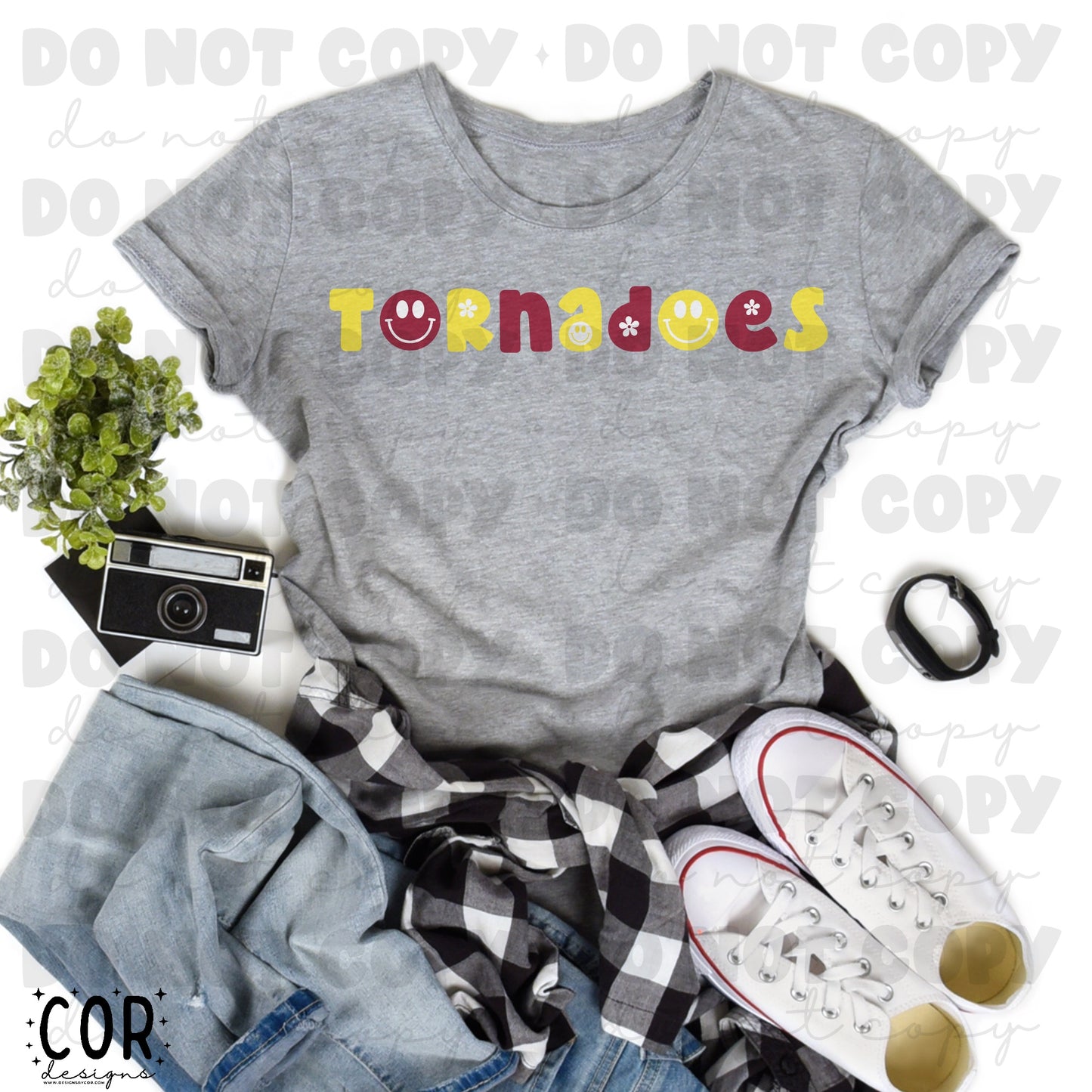 Tornadoes Yellow And Red Flowers And Smiley Face Letters
