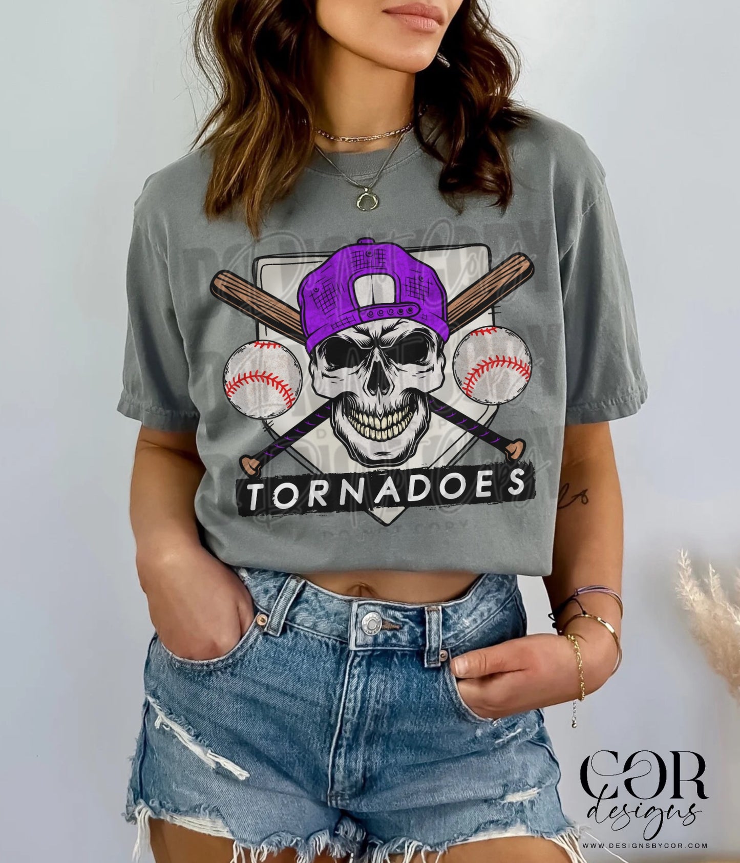 Tornadoes Purple Baseball With Skull