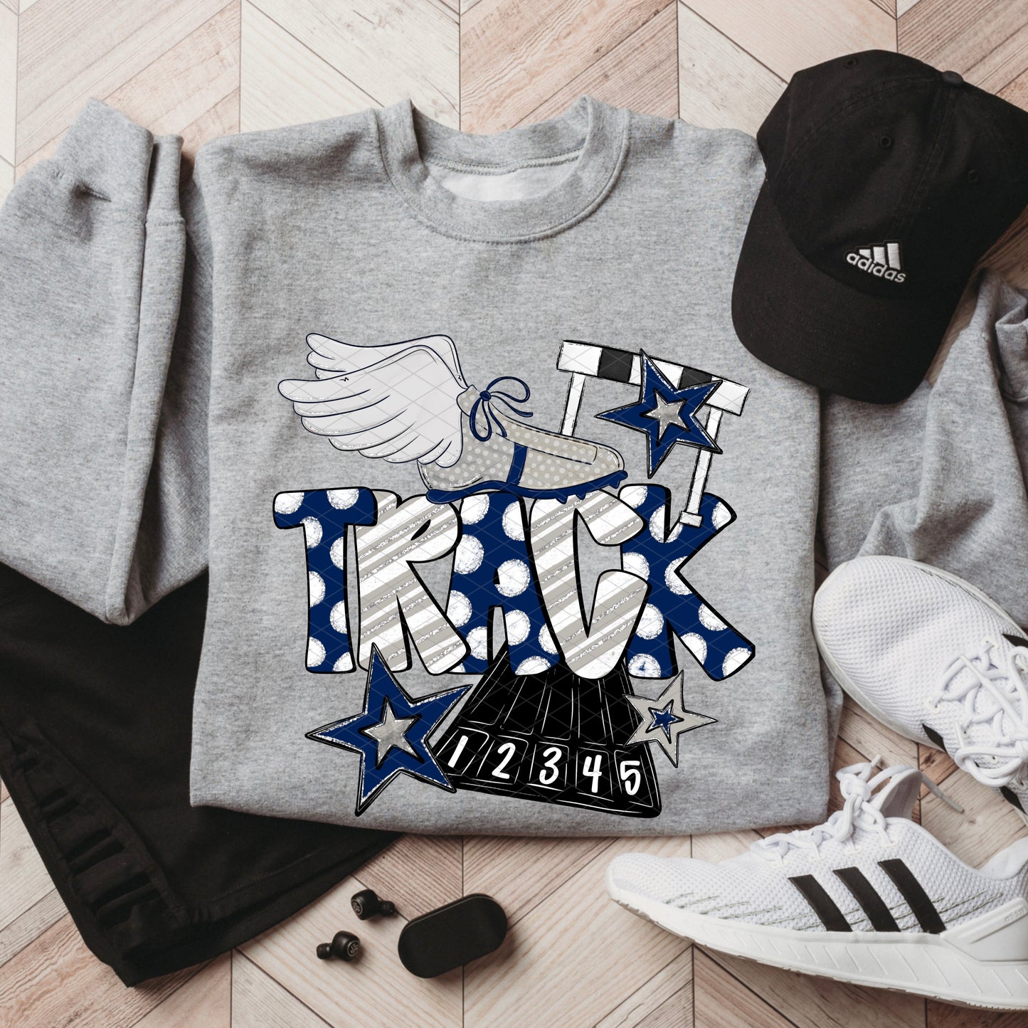 TRACK DOODLE NAVY BLUE GREY