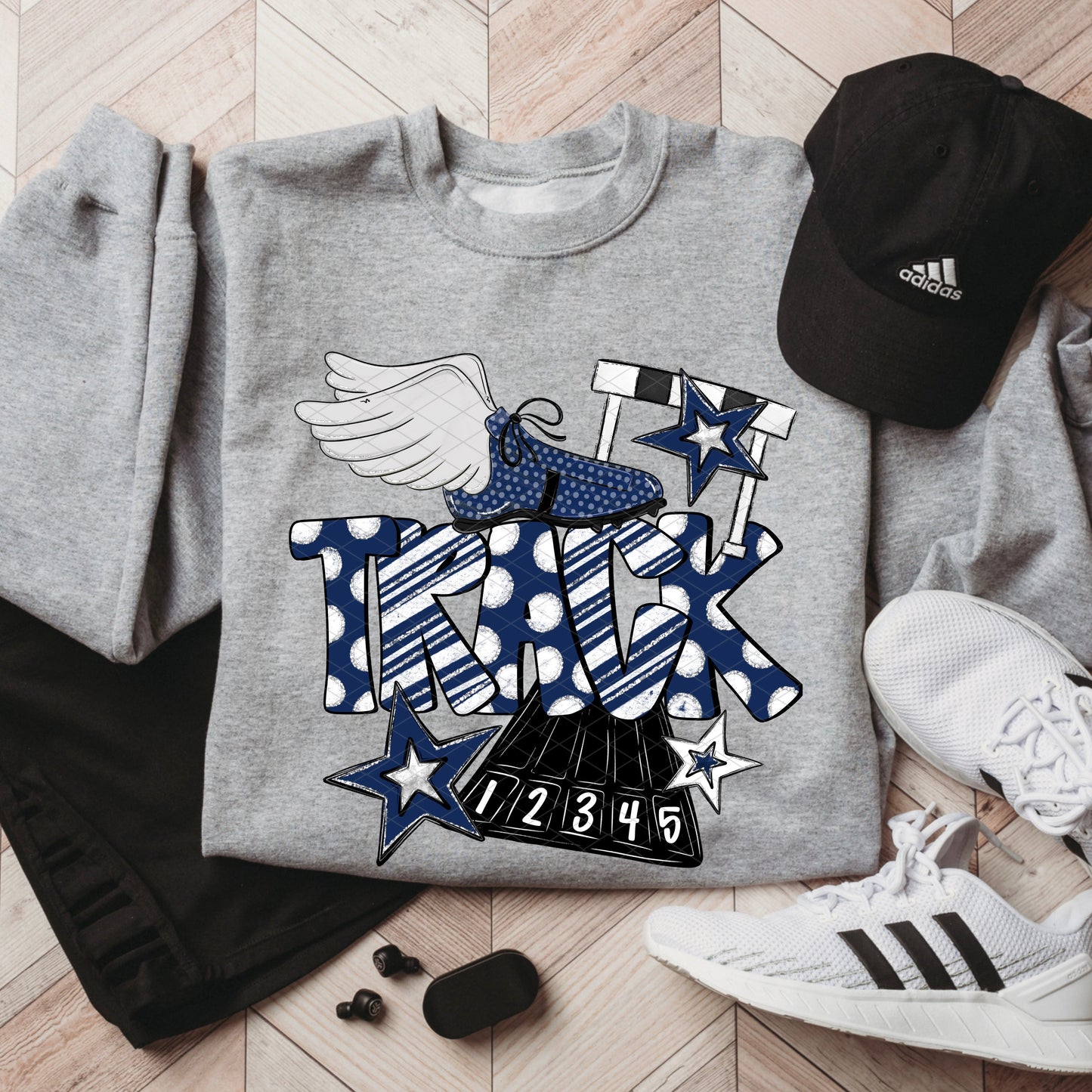 TRACK DOODLE NAVY BLUE WHITE