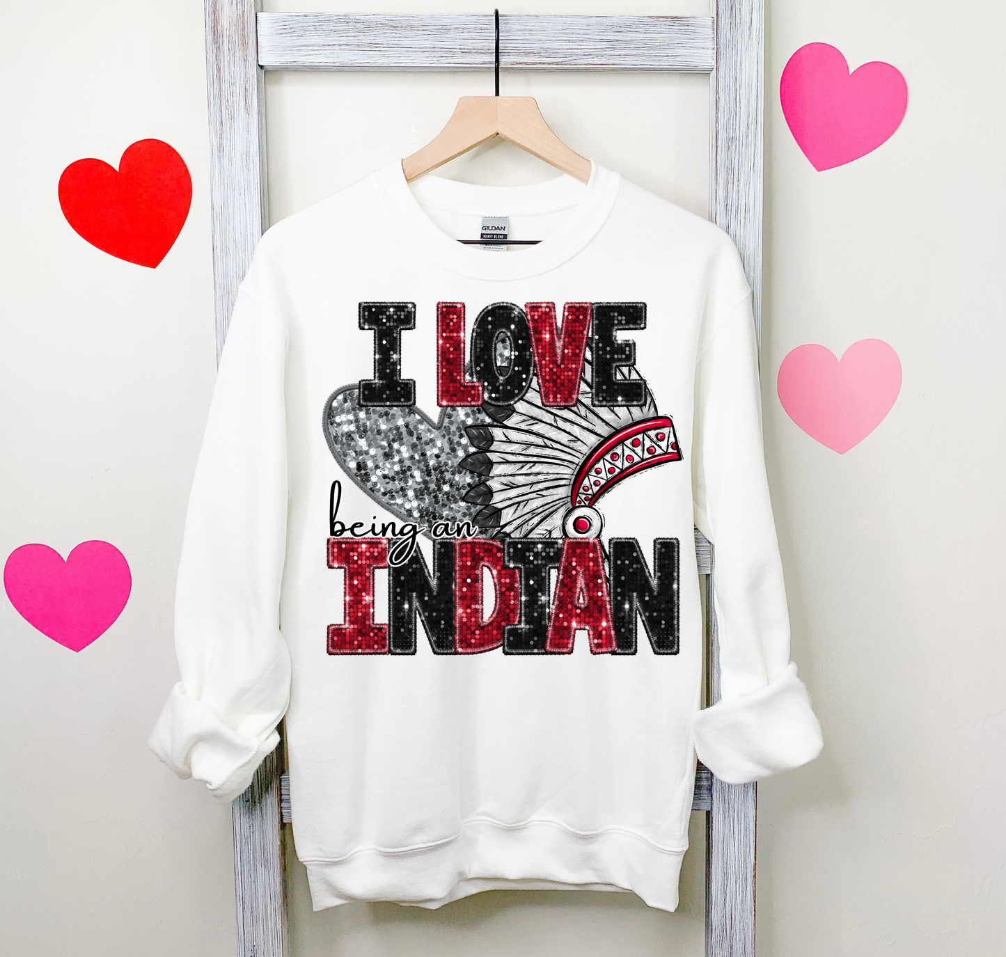 I Love Being An Indian Glitter Letters Silver Heart