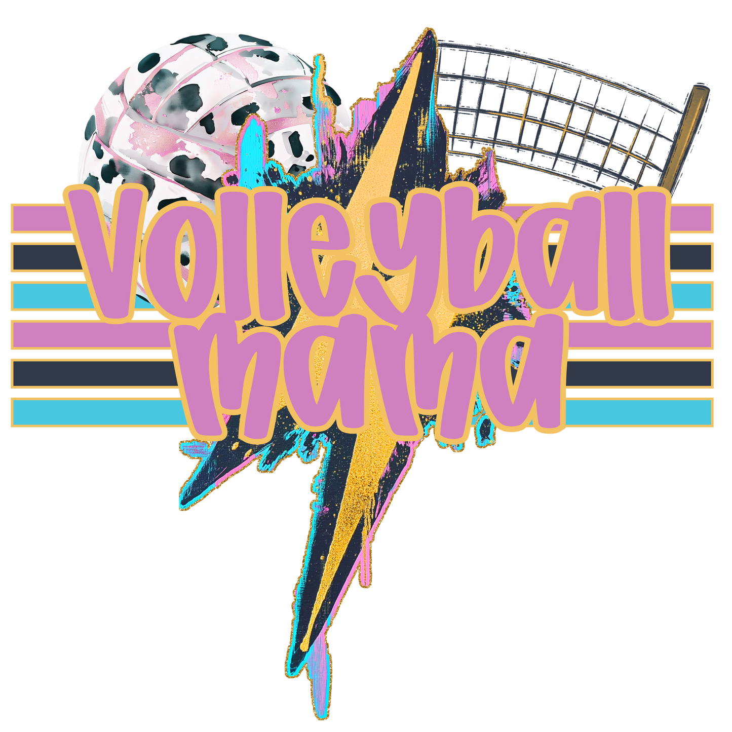 Volleyball Mama w/Ball & Net (geode)