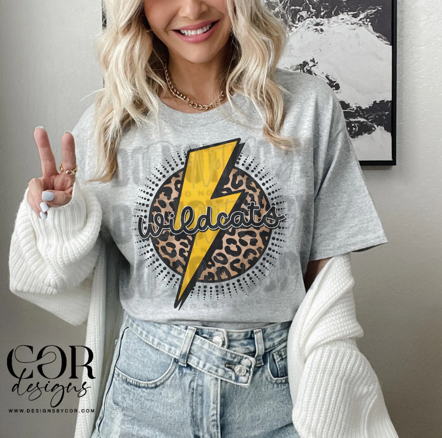 Wildcats Yellow Bolt Leopard