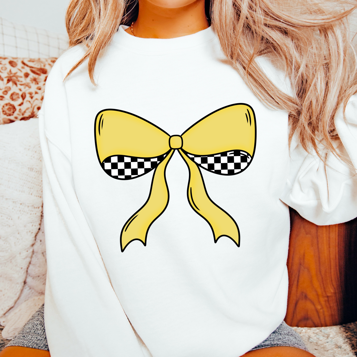Yellow Checkered Bow