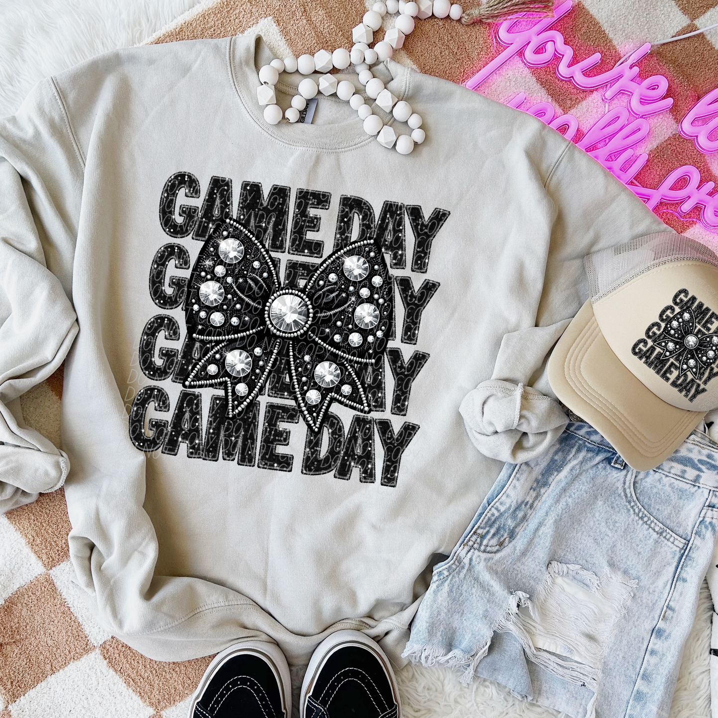 Rhinestone Glitter Game Day Bow