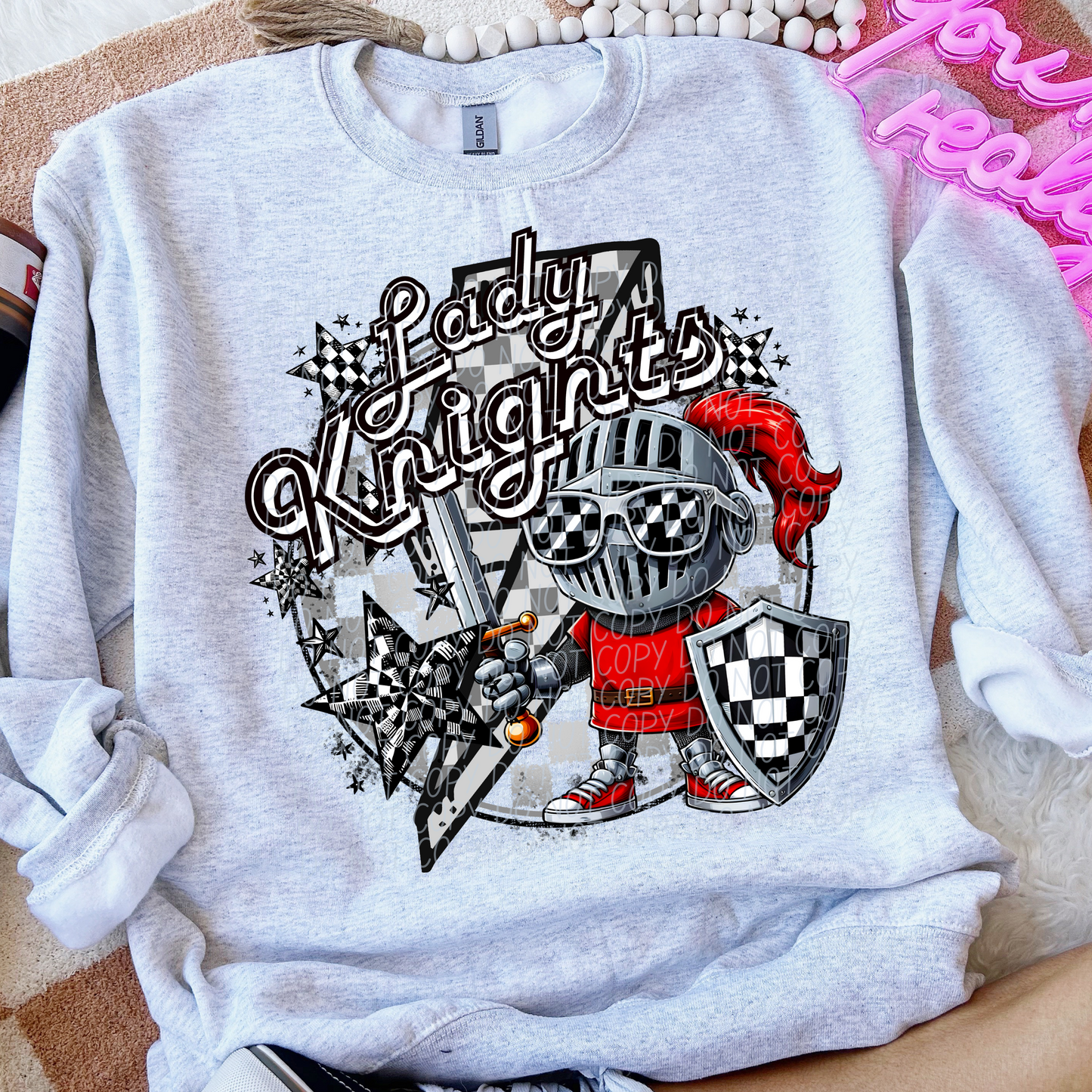 Lady Knights Checkered Lightning Bolt