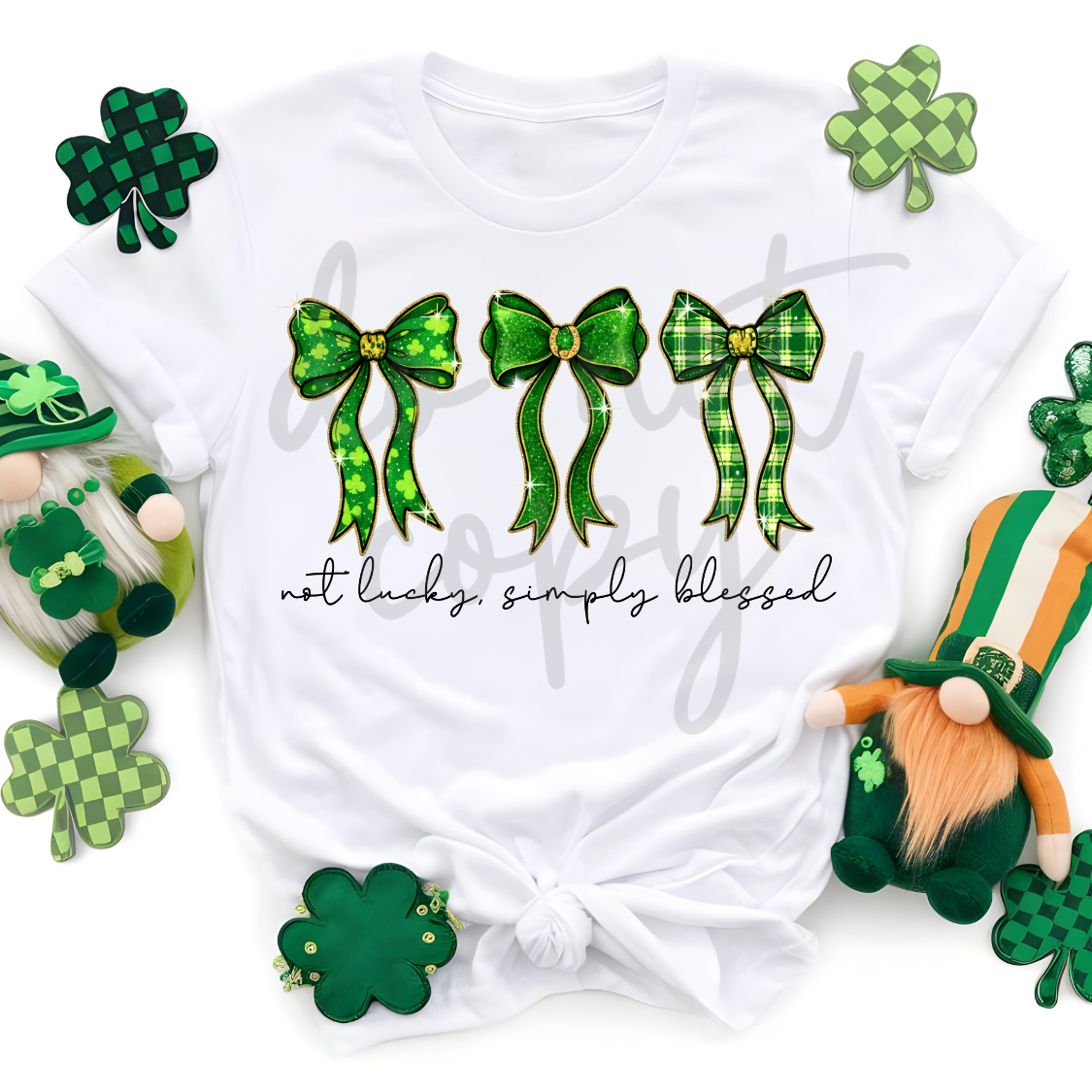 NOT LUCKY, SIMPLY BLESSED BOWS ST. PATRICK'S DAY