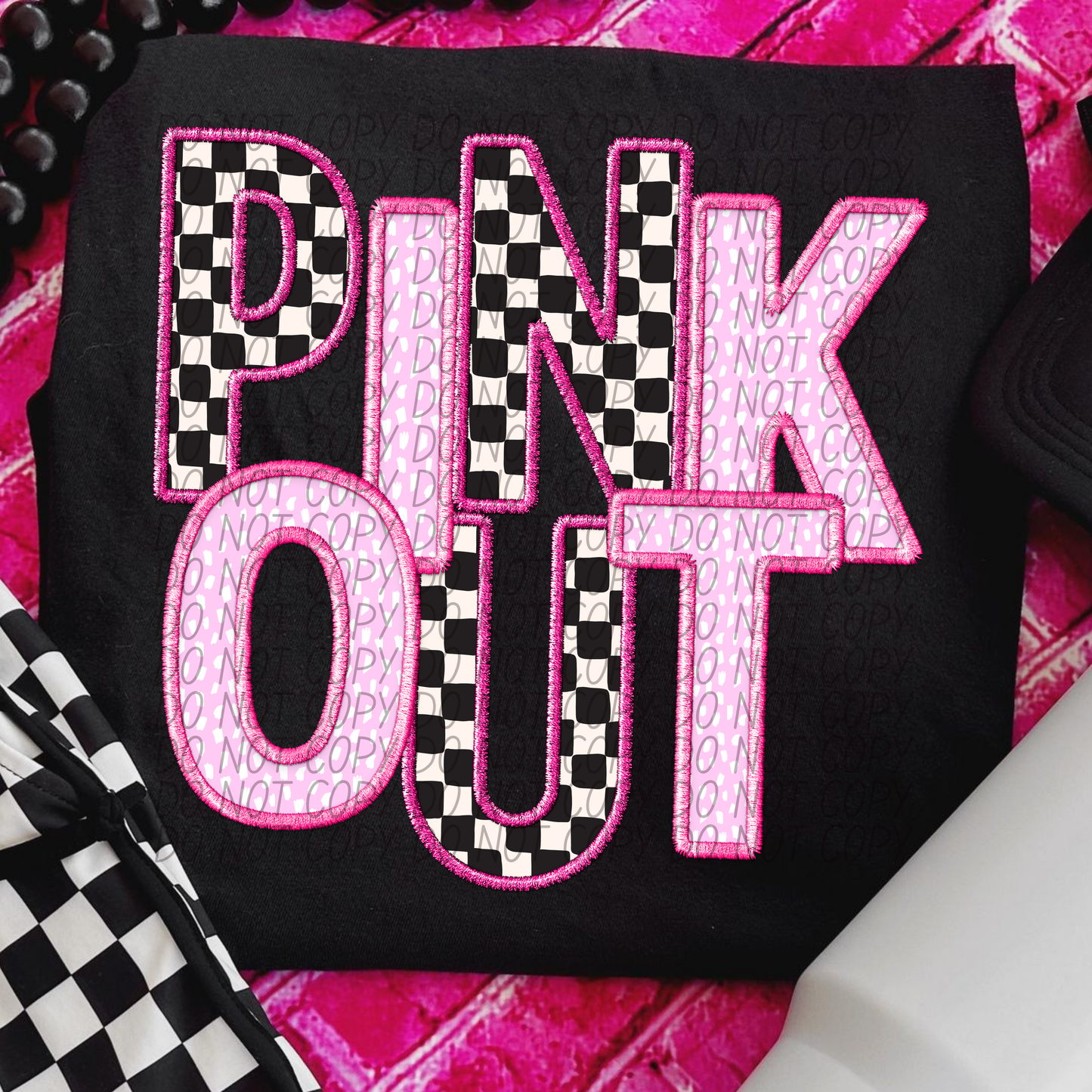 Pink Out Pink And Checkered Letters