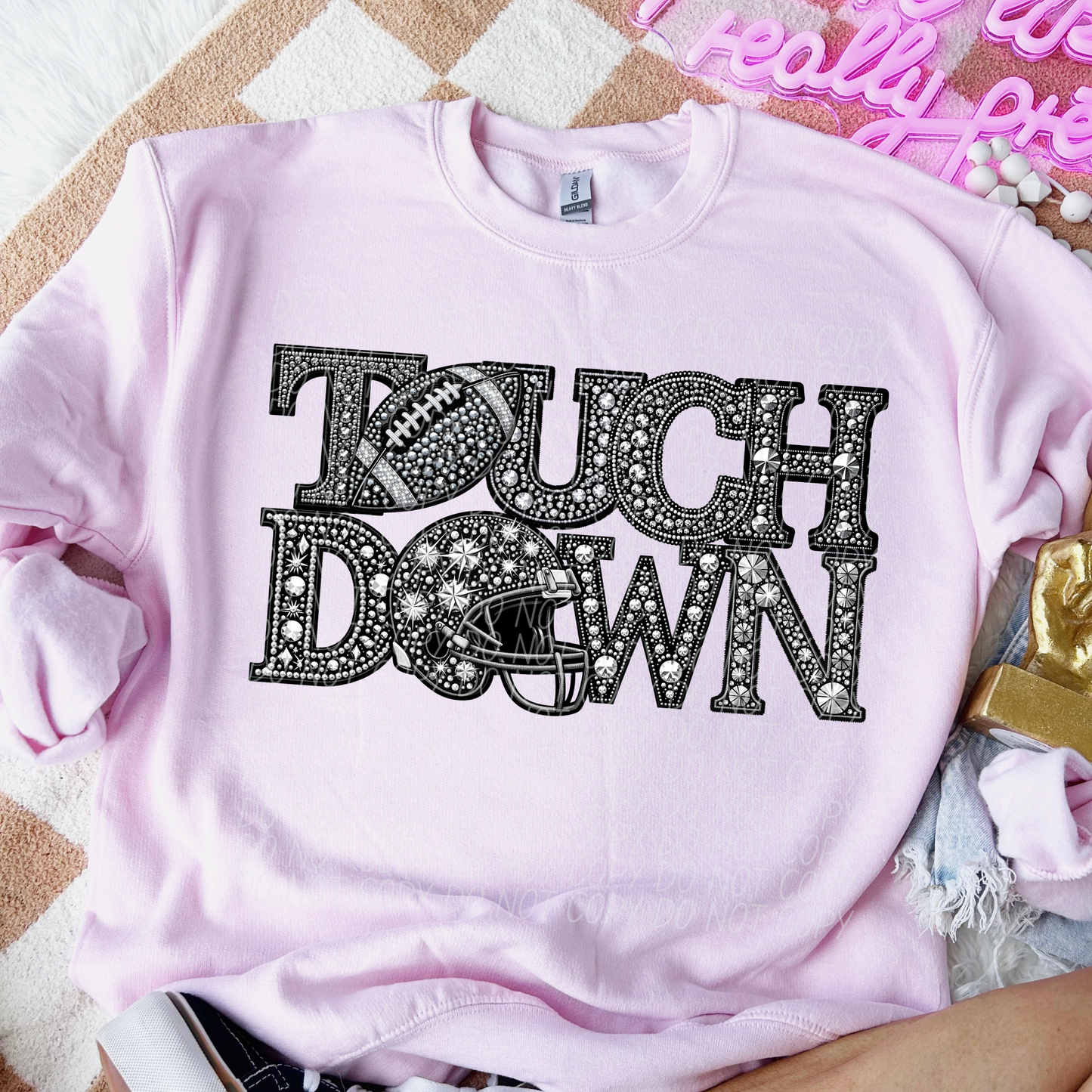 Rhinestone Touchdown Football & Helmet