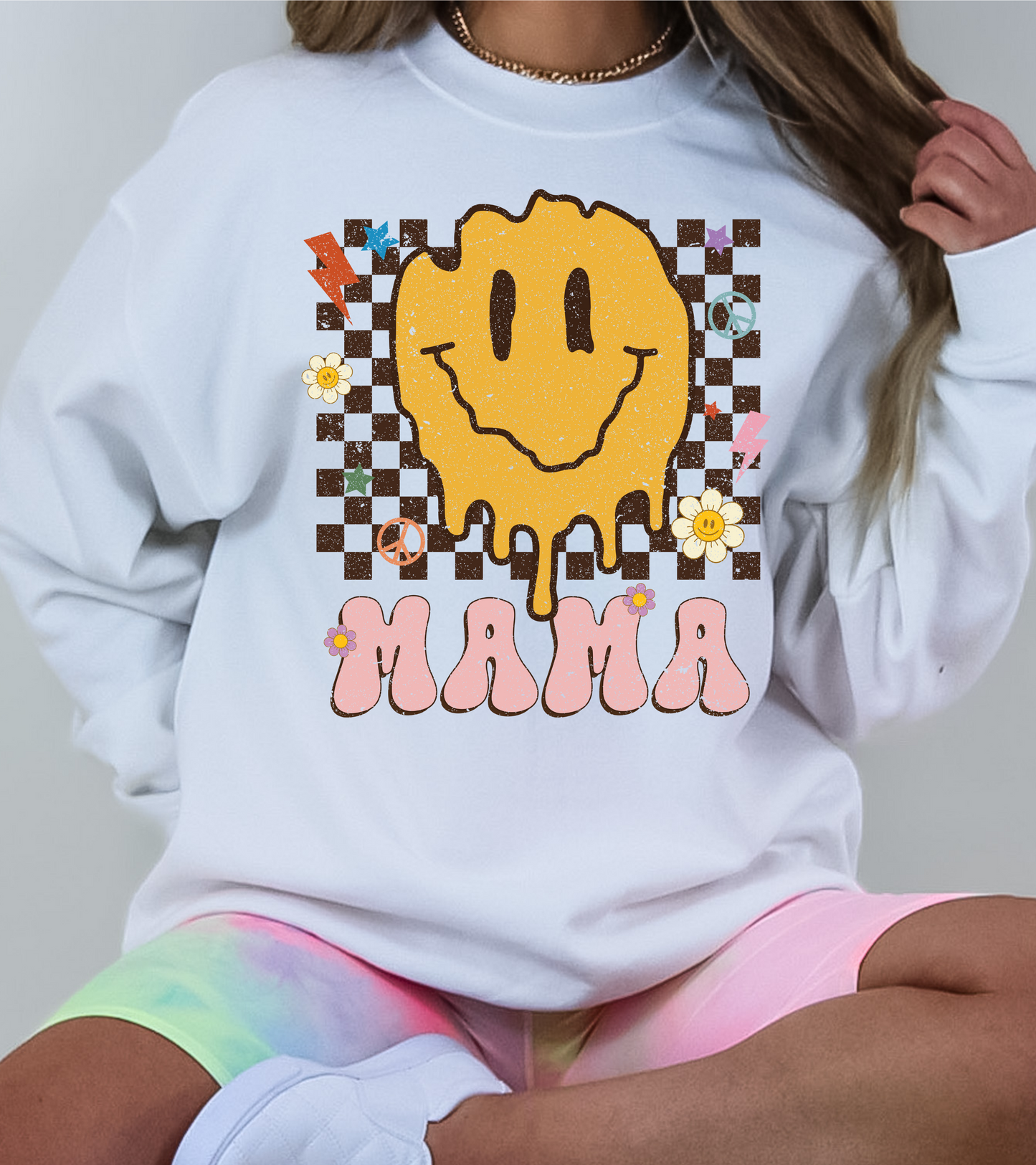 Mama Checkered Smiley Drip