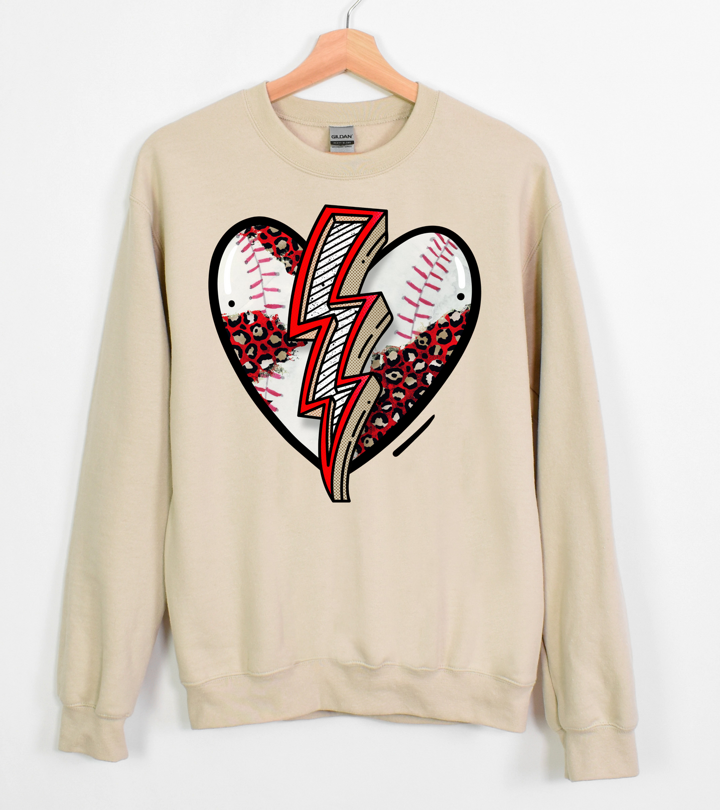 Baseball Heart Lighting Bolt - DTF Transfer