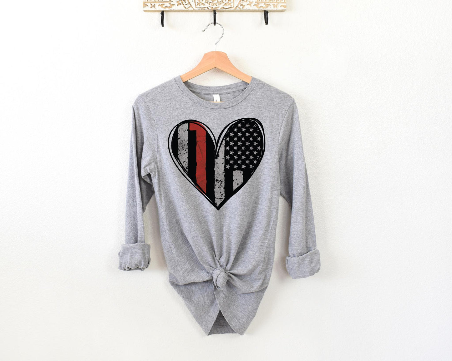 Red Stripe Heart Flag DTF Transfer