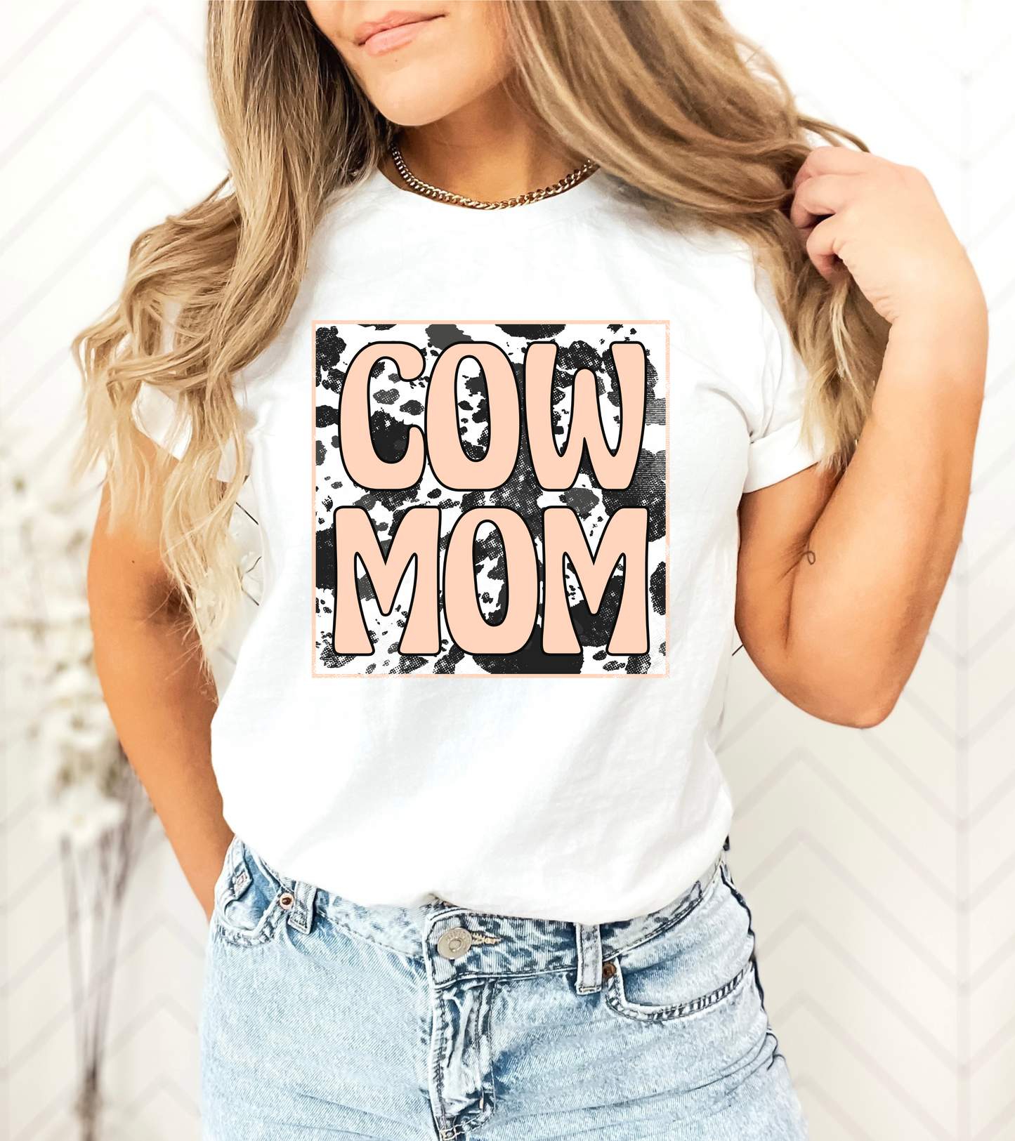 Cow Print Box Cow Mom - DTF Transfer