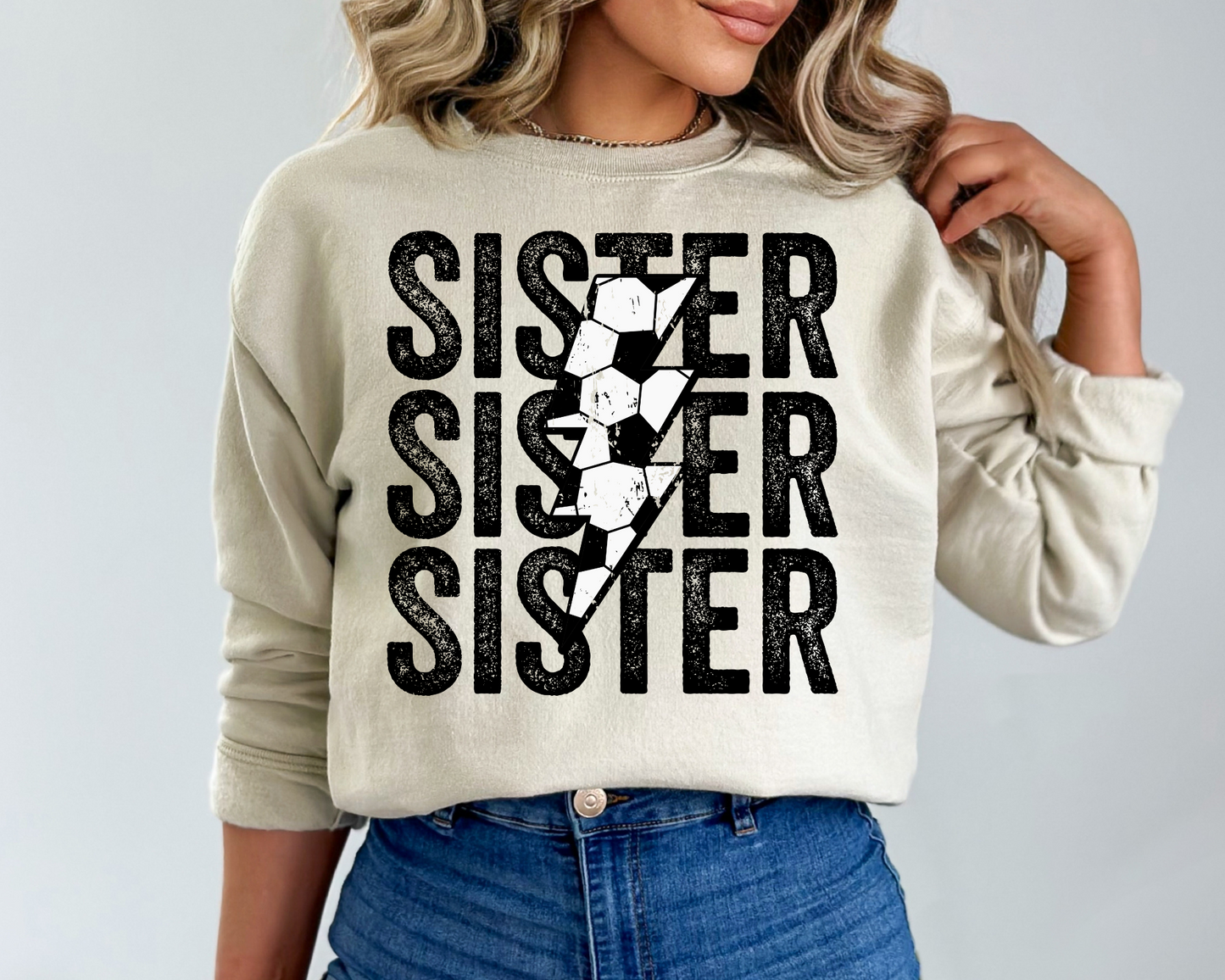 Sister Repeat Soccer Lightning Bolt