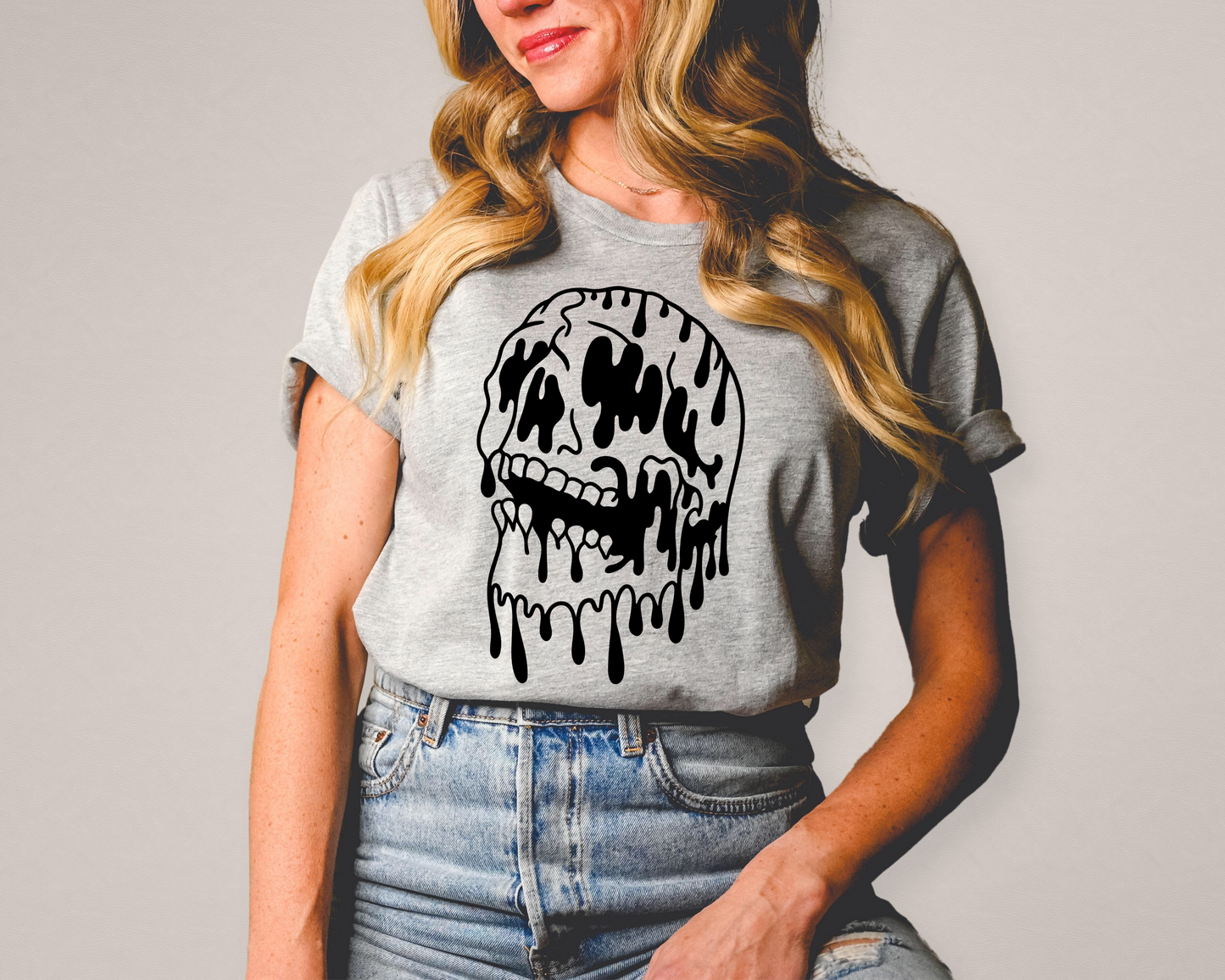Drippy Skull- Black Ink DTF Transfer
