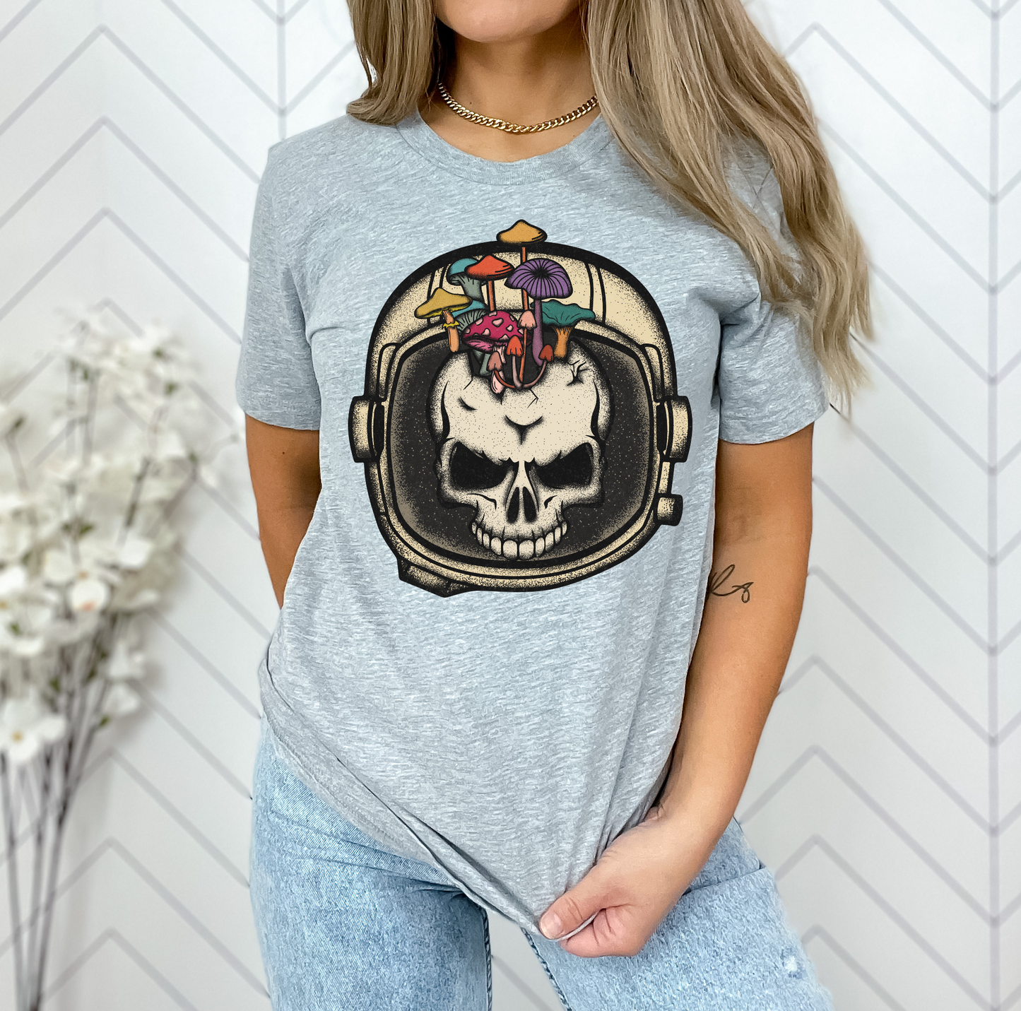 Mushroom Astronaut Skull DTF Transfer