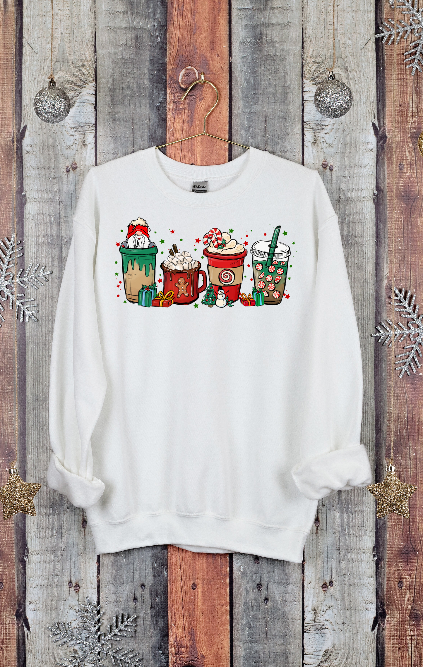 Red & Green Gnome Christmas Coffee DTF Transfer