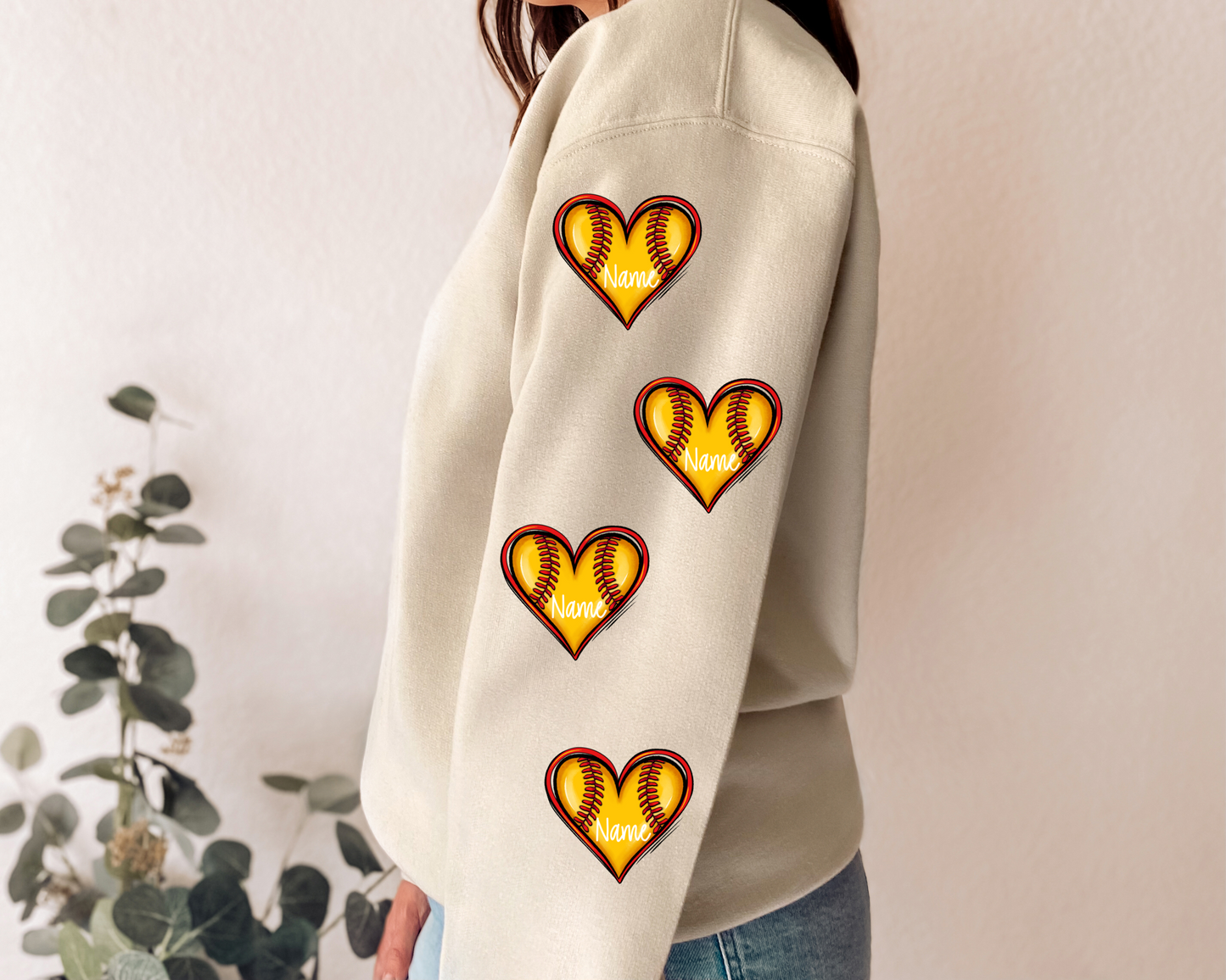 Individual Softball Hearts - DTF Transfer