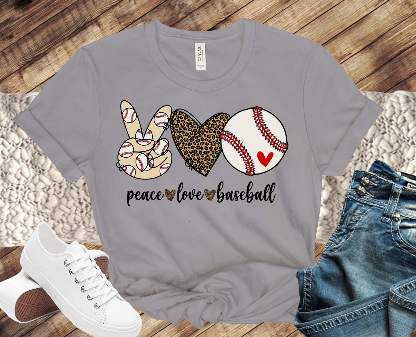Peace Love Baseball - Leopard