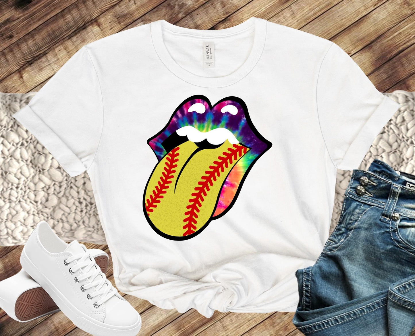 Tie Dye Lips - Softball Tongue