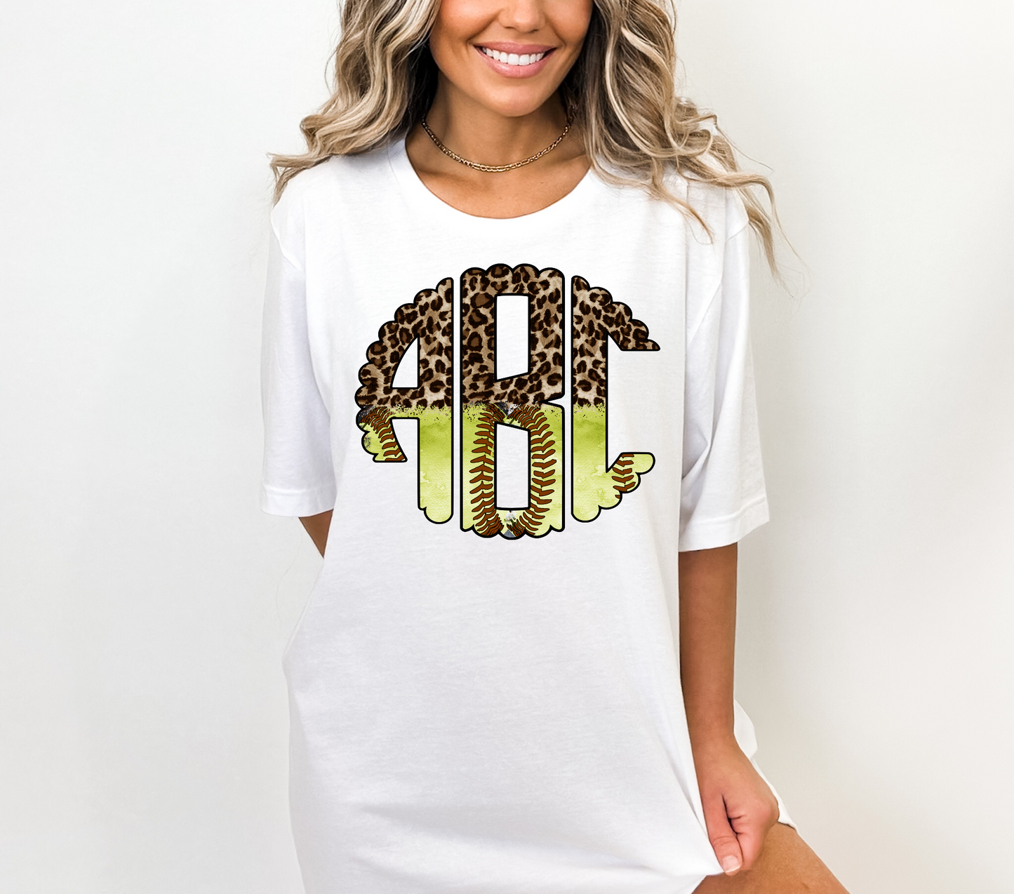 Softball Leopard Monogram - DTF Transfer
