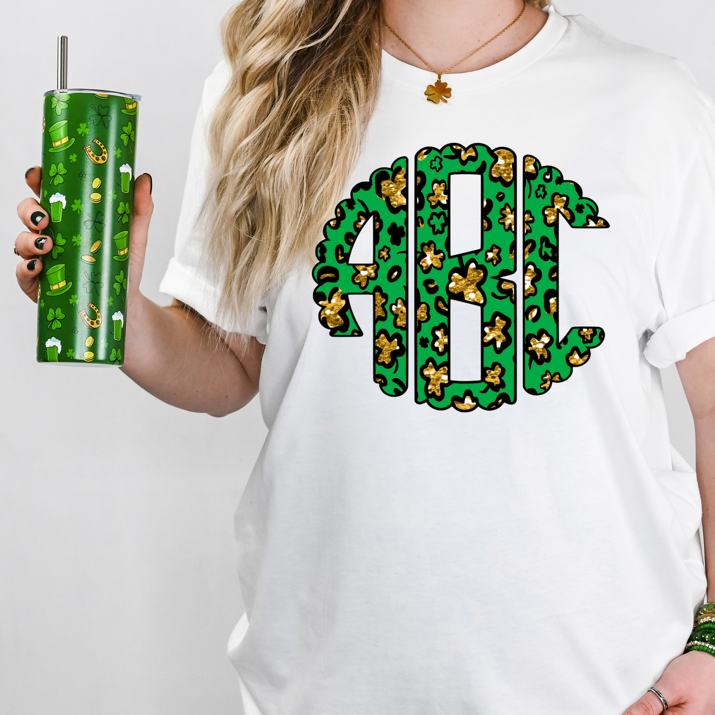 St.Patricks Glitter Leopard Monogram - DTF Transfer
