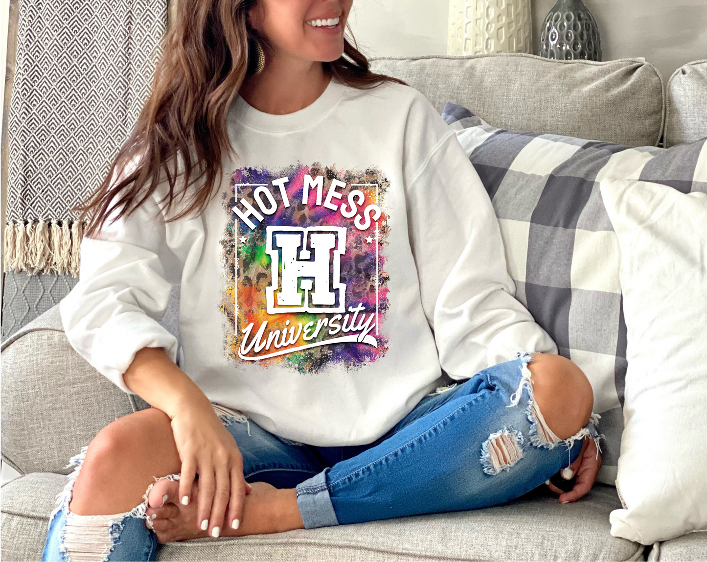 Tie Dye Leopard Hot Mess University - DTF Transfer