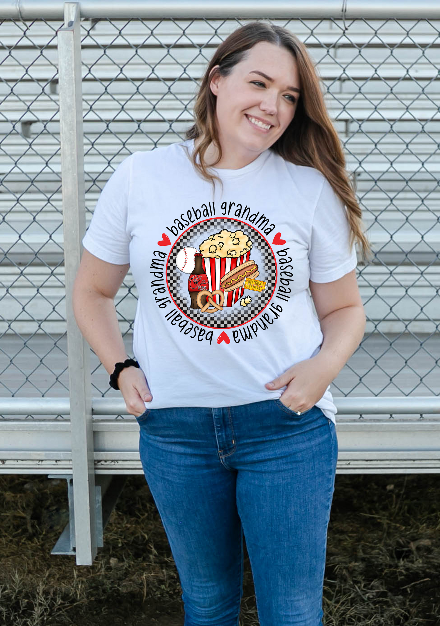 Baseball Grandma Popcorn Soda Hot Dog DTF Transfer