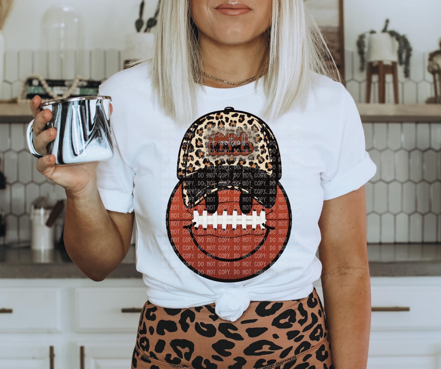 Football Ball Cap Smiley DTF Transfer