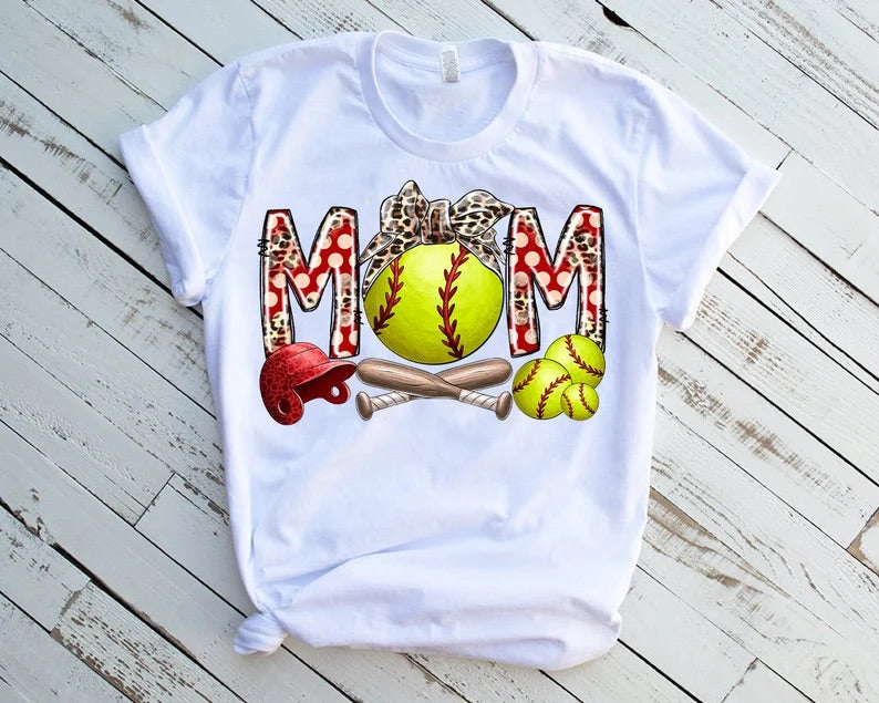 Polka Dot Leopard Softball Mom DTF Transfer