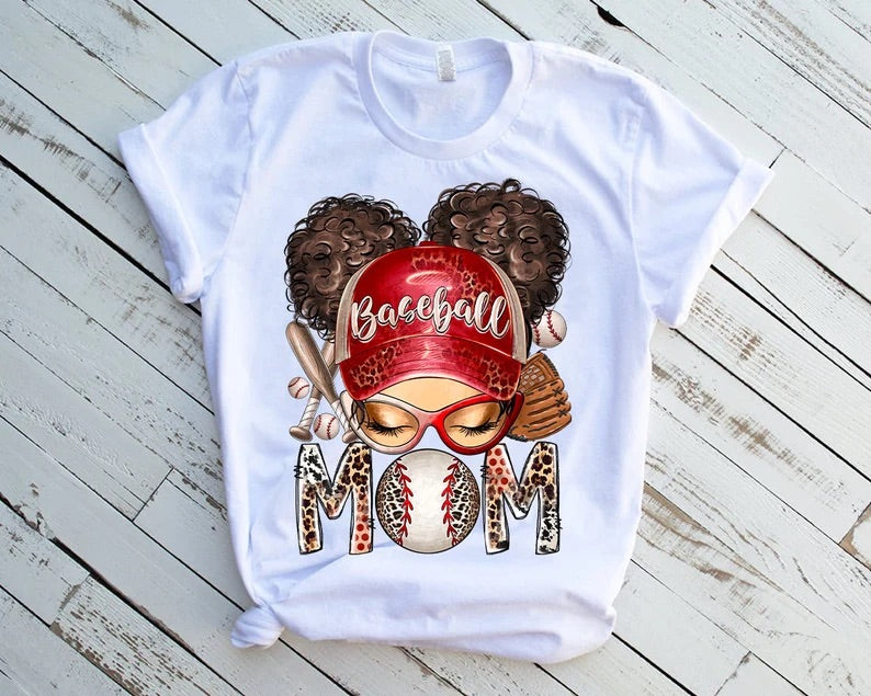 Baseball Mom Messy Bun - DTF Transfer