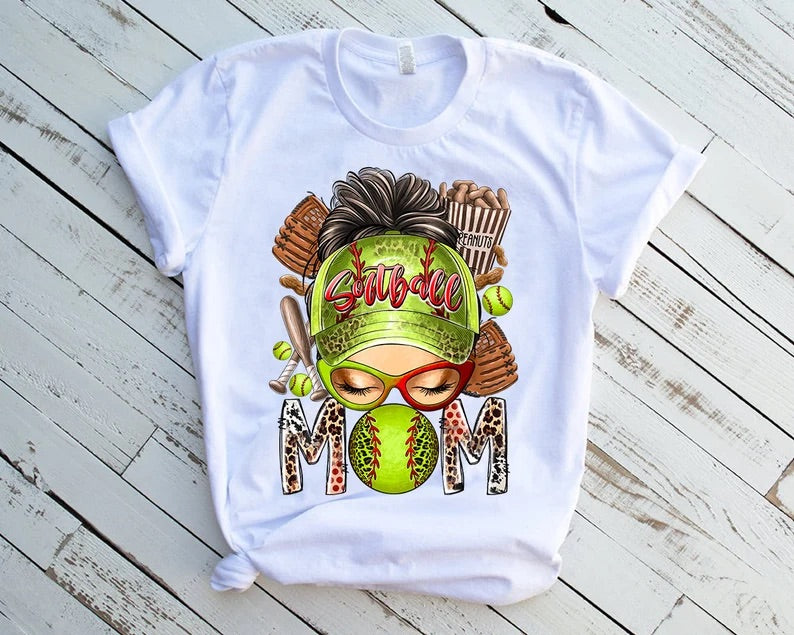 Softball Mom Messy Bun - DTF Transfer