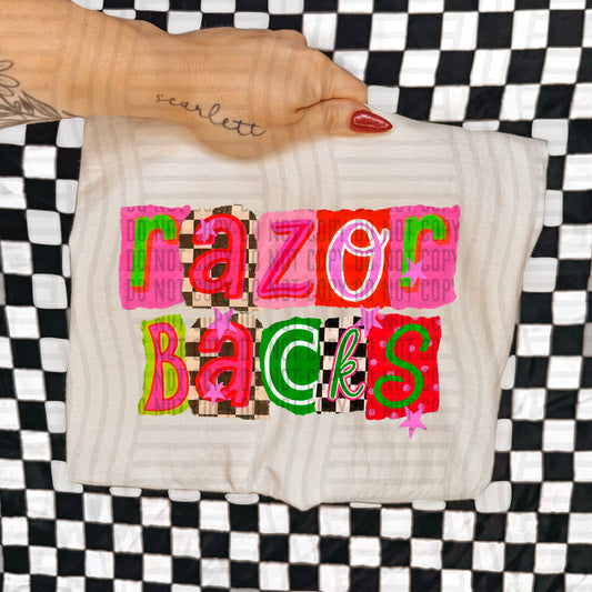RAZORBACKS RED & GREEN CHECKERS