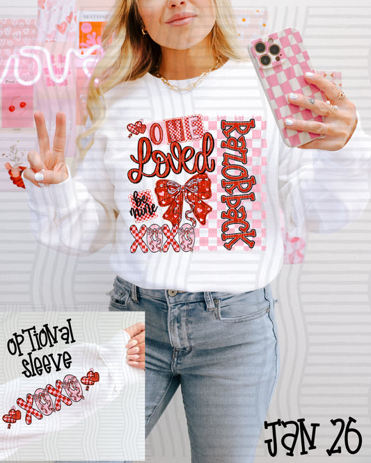 XOXO ONE LOVED RAZORBACK (FRONT ONLY)