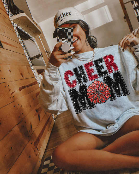 Cheer Mom Red And Black Glitter