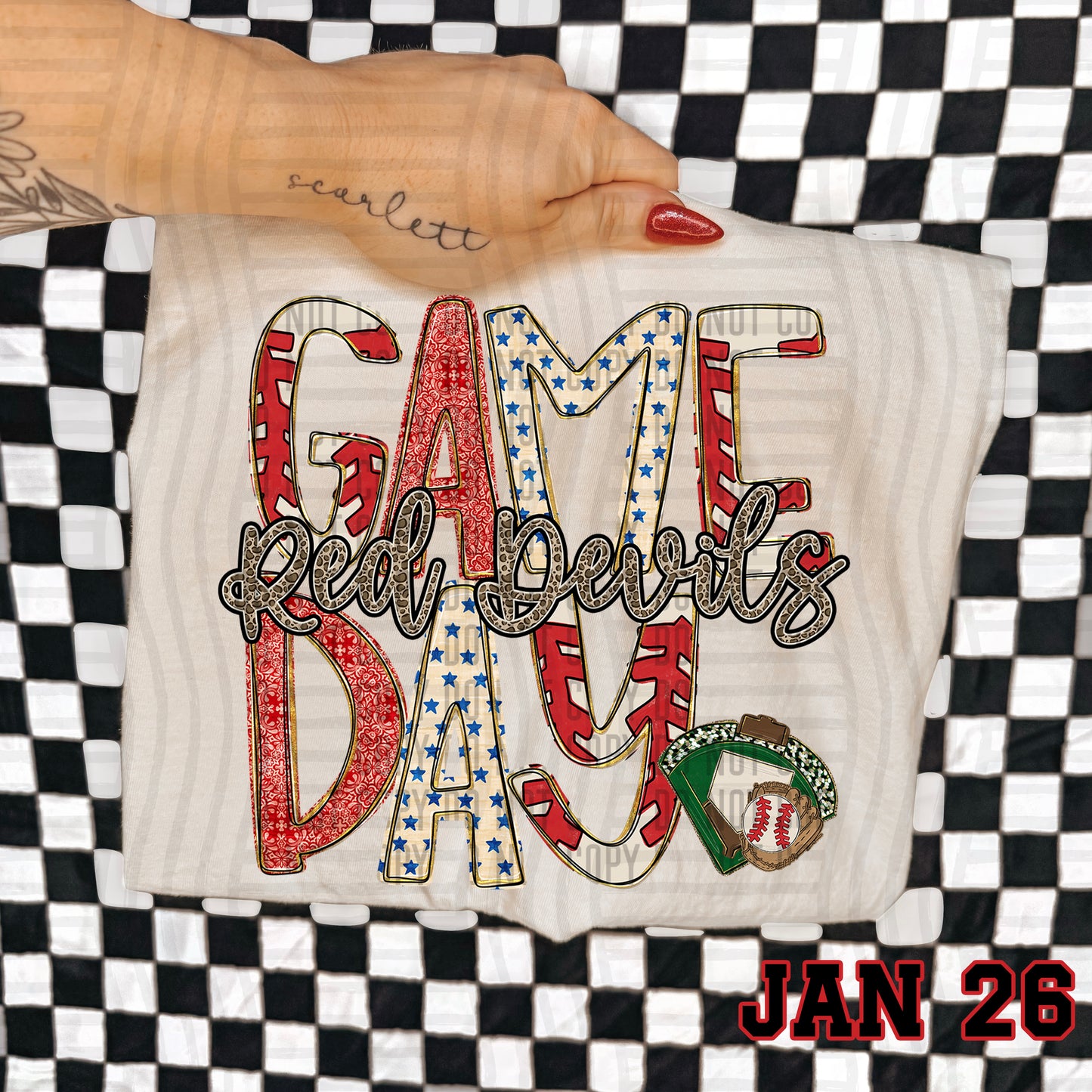 BASEBALL GAME DAY CHEETAH RED DEVILS