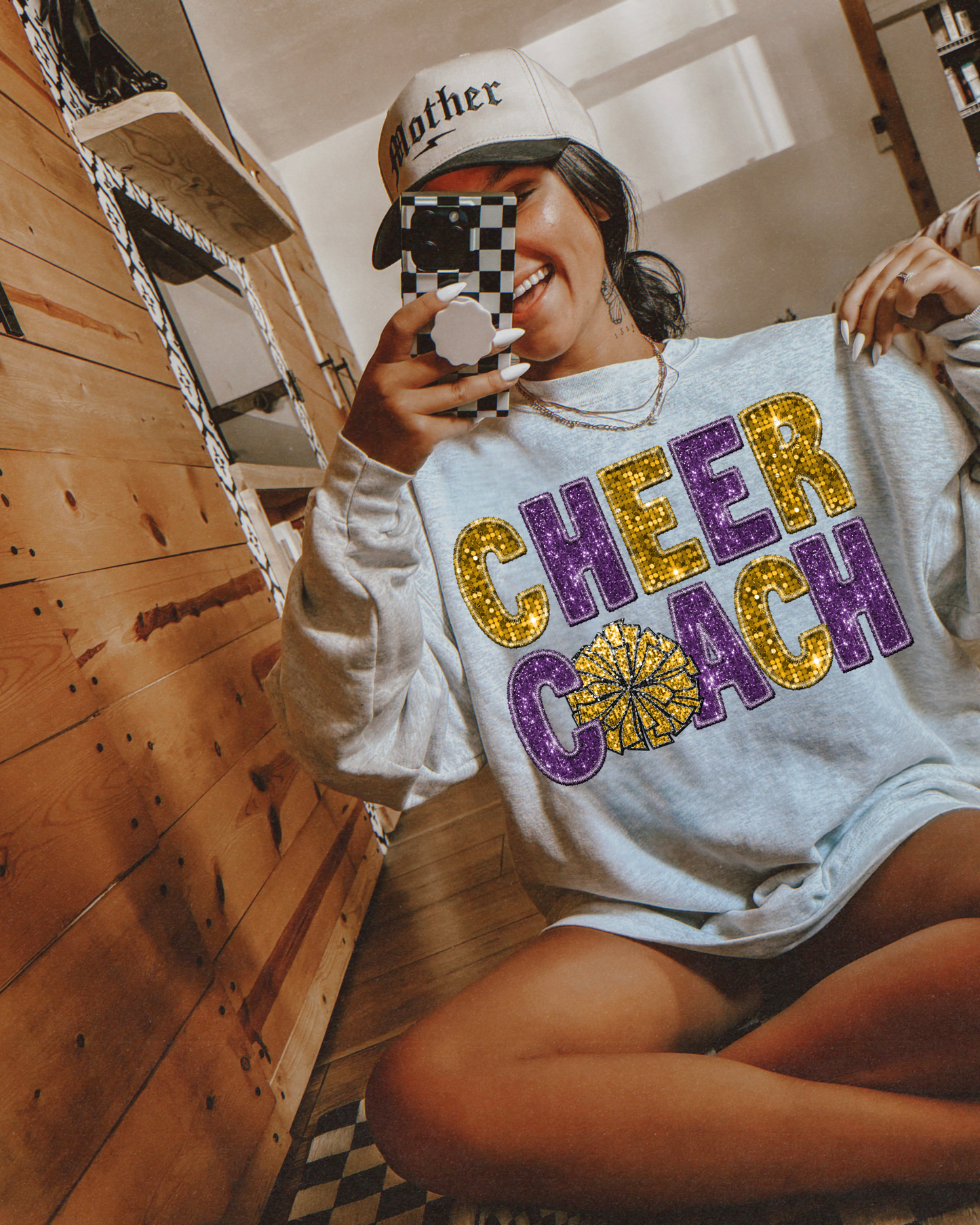 Cheer Coach Yellow And Purple Glitter