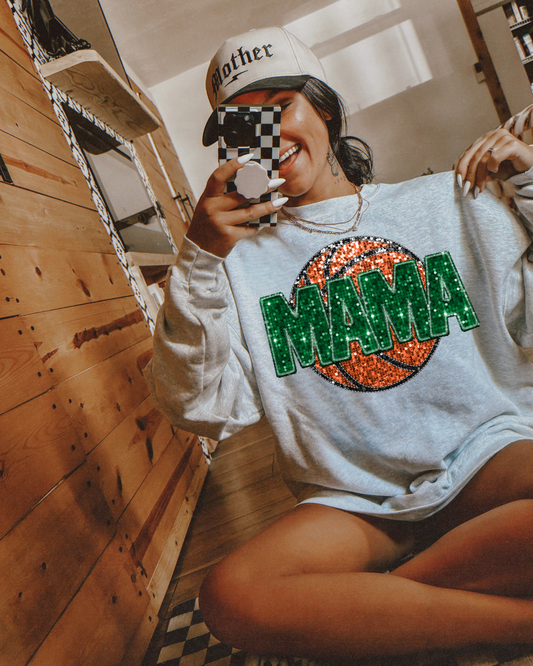 Basketball Mama Green Glitter