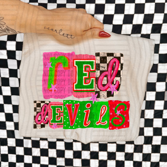 RED DEVILS RED & GREEN CHECKERS