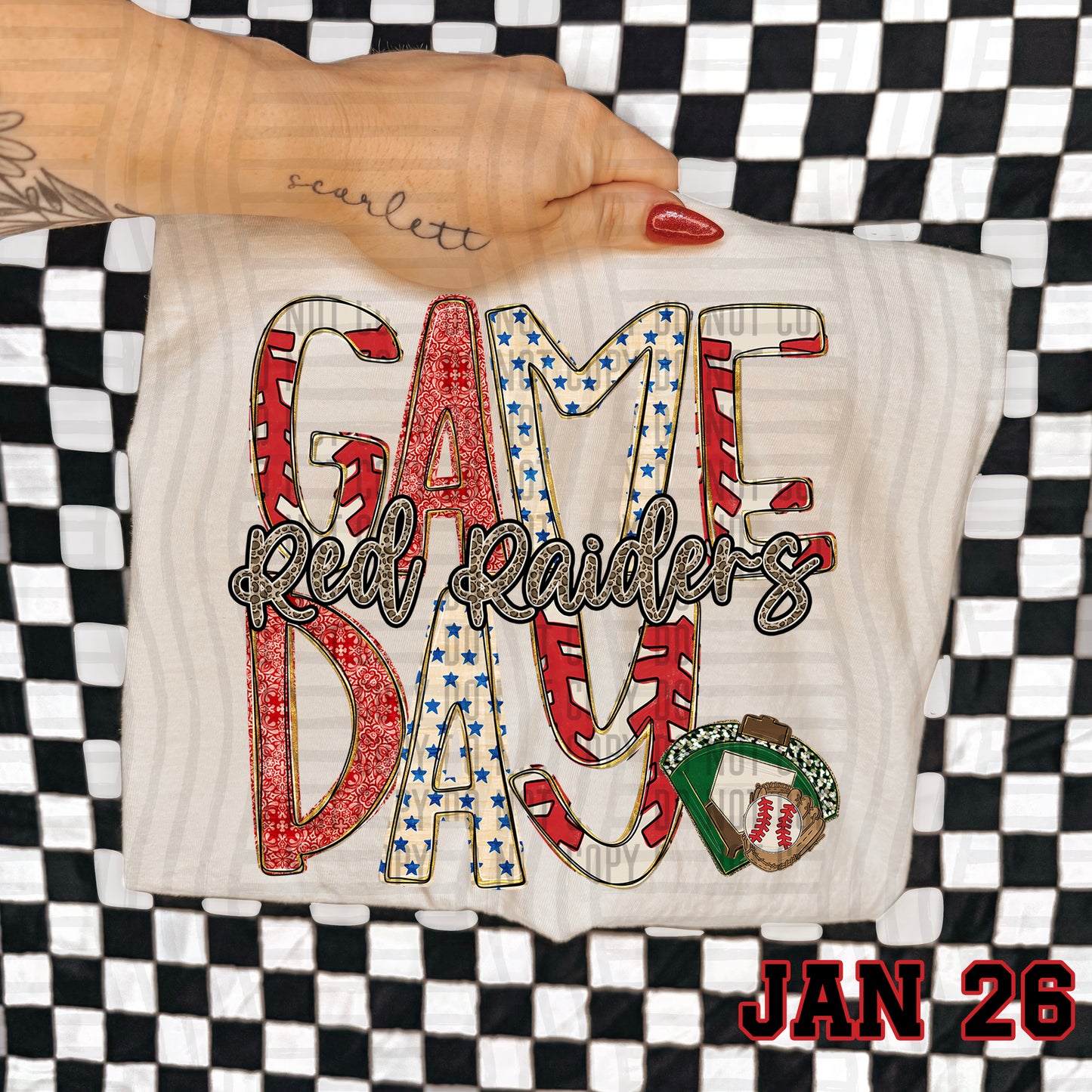 BASEBALL GAME DAY CHEETAH RED RAIDERS