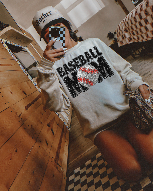 Baseball Mom Black Glitter