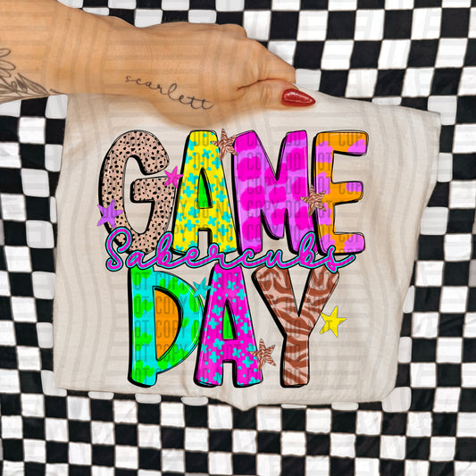 GAME DAY SABERCUBS COLORFUL CHEETAH ZEBRA STARS