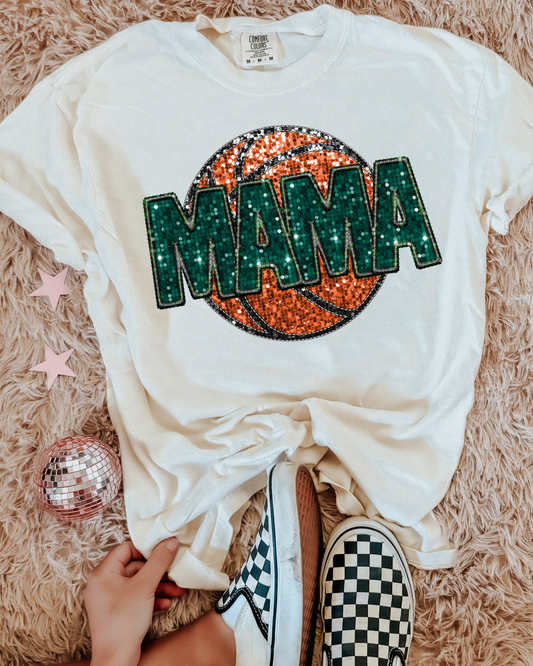 Basketball Mama Green Glitter