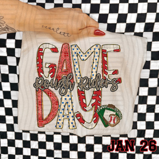 BASEBALL GAME DAY CHEETAH ROUGH RIDERS