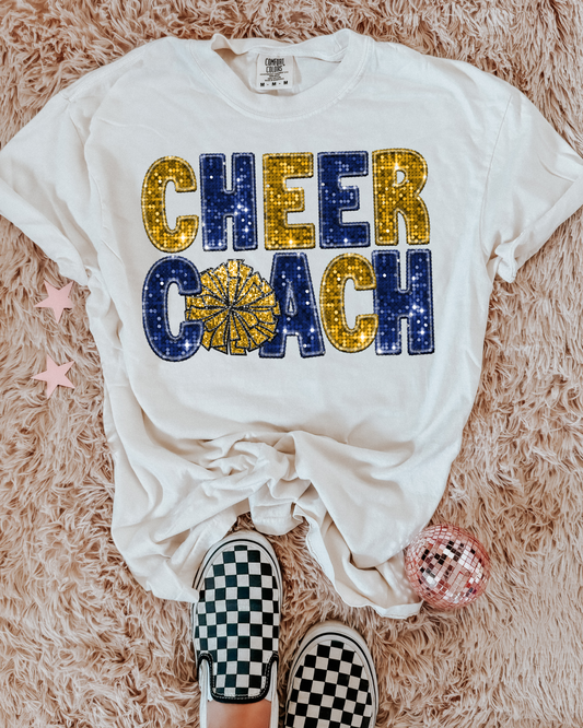 Cheer Coach Yellow And Blue Glitter