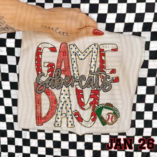 BASEBALL GAME DAY CHEETAH SABERCATS